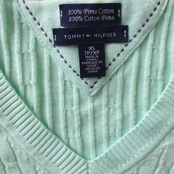 Tommy Hilfiger Pima Cotton Sweater Mint Green - Picture 3 of 3